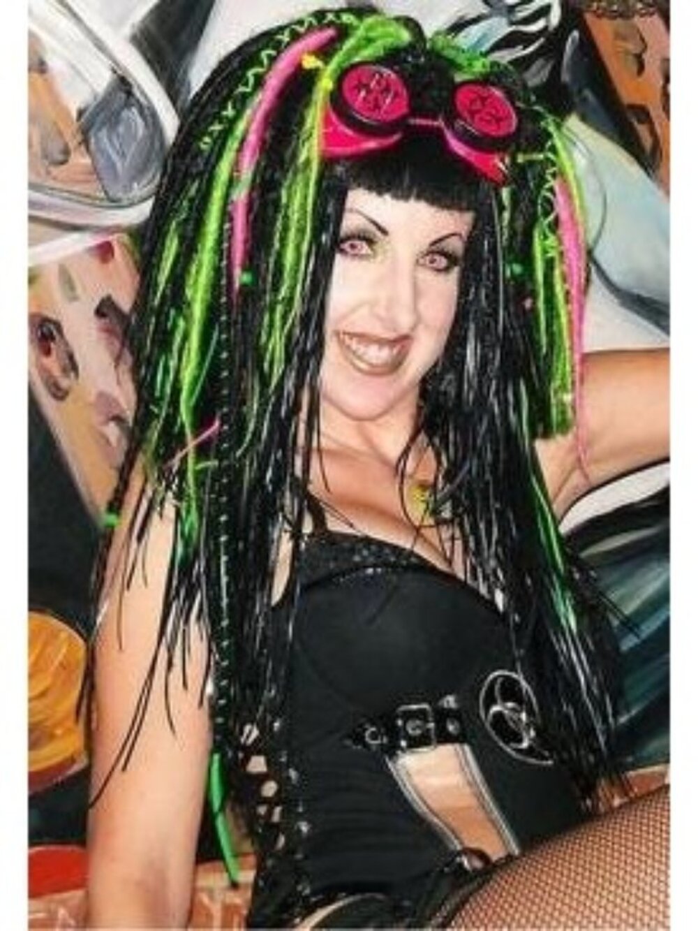 Single Green & Black Dread Falls rexlace tubing beads hair extensions dreads